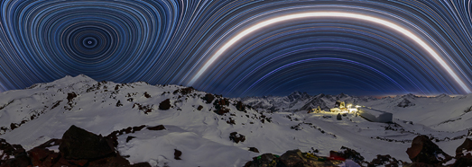 Starry sky over mount Elbrus