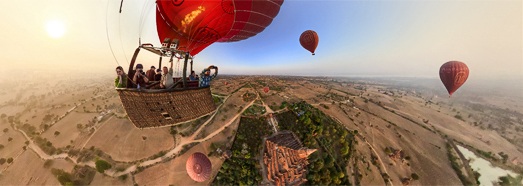 Balloon flight in Bagan, Myanmar - AirPano.com • 360 Degree Aerial Panorama • 3D Virtual Tours Around the World