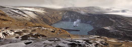 On the edge of the Grimsvotn volcano crater - AirPano.com • 360 Degree Aerial Panorama • 3D Virtual Tours Around the World