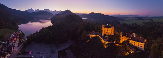 Fussen Town, Neuschwanstein and  Hohenschwangau Castles, Germany - AirPano.com • 360 Degree Aerial Panorama • 3D Virtual Tours Around the World