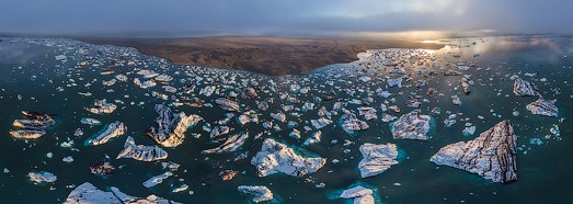 Iceland, Jokulsarlon Ice Lagoon - AirPano.com • 360 Degree Aerial Panorama • 3D Virtual Tours Around the World