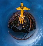 Christ the King at night. Planet