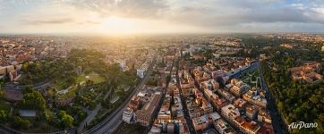 Rome top view. Above the Colosseum