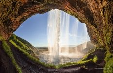 Behind Seljalandsfoss waterfall, Iceland