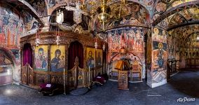 Inside the Holy Trinity Monastery. Metéora, Greece. Orthodoxy