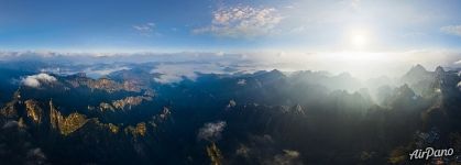 Huangshan mountains from above. Panorama