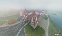 Mir Castle in the fog