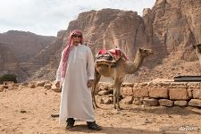 Sergey Shandin with camel in Jordan