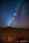 In the Sahara Desert at night