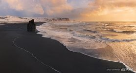 Panorama of Reynisfjara beach, South Iceland