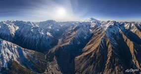 Panoramic view of the Caucasus Mountains and mount Elbrus #25