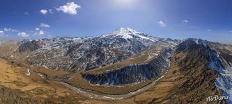 Panoramic view of the Caucasus Mountains and mount Elbrus #11