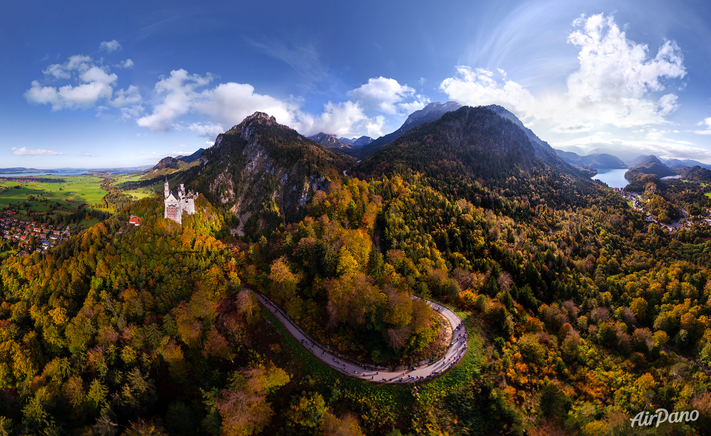 Germany, the road to the Neuschwanstein Castle • AirPano.com • Photo