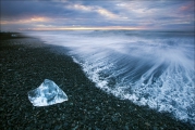 Ice and black sand, Black Pebble Beach, Iceland • AirPano.com • Photo