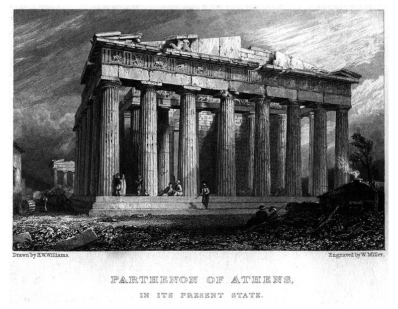 Parthenon of Athens engraved by William Miller after H W Williams in 1829