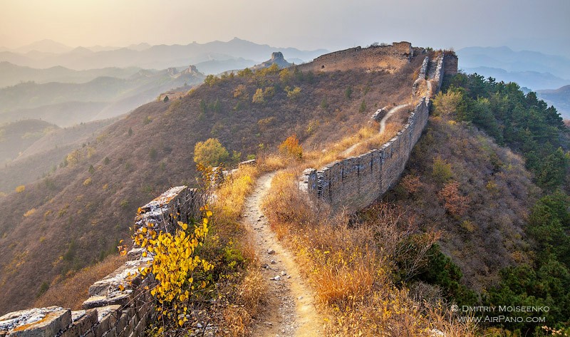 Great Wall of China from Above - Aerial View of Crumbling and Remote Location (History and Travel)