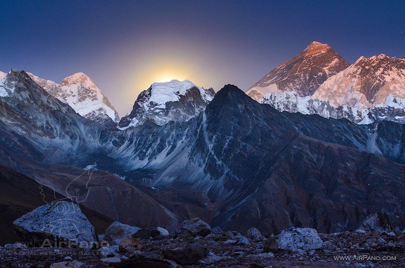 Moonrise over Everest