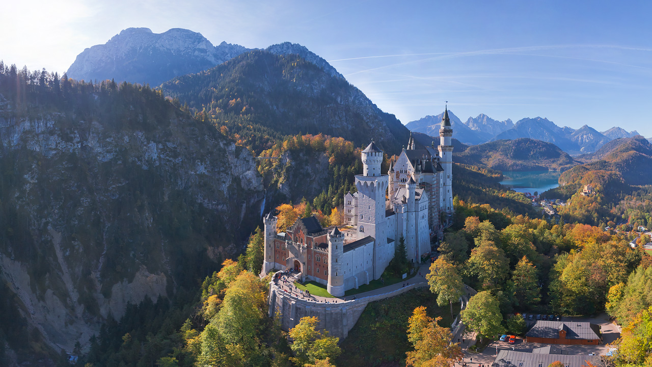 Neuschwanstein Castle  and St. Coloman Church, Germany