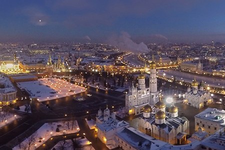 Winter in Moscow City Centre, Russia