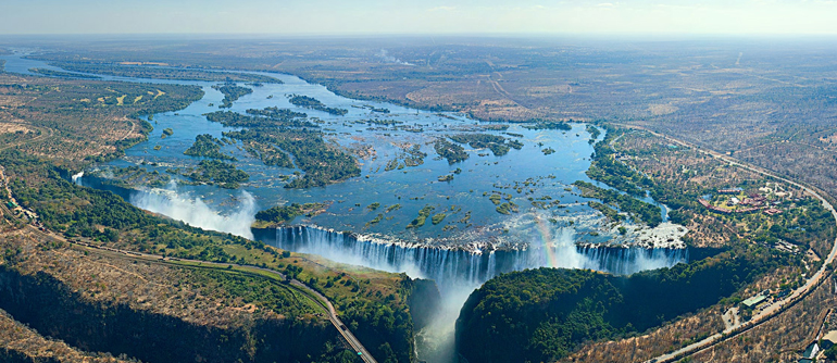 Victoria Falls, Zambia and Zimbabwe border - 360 Degree Aerial