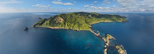 National Park Moneron Island. 8K 360° virtual travel