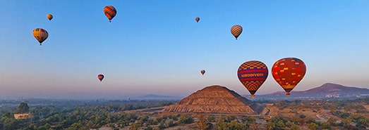Teotihuacan, Mexico. Scenic Hot Air Balloon Flight