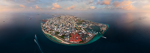 Male, Maldives. Scenic flight over the city