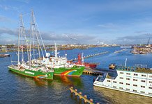 NDSM shipyard. Greenpeace ships