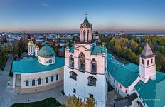 Belfry of the Transfiguration Monastery at sunset