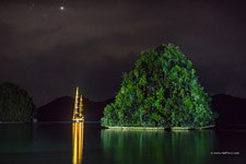 Yacht at night, Wayag islands, Raja Ampat, Indonesia