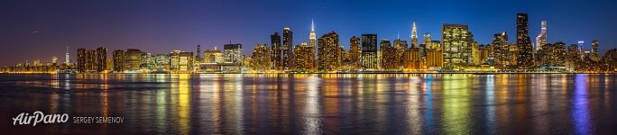 Panorama of New York at night