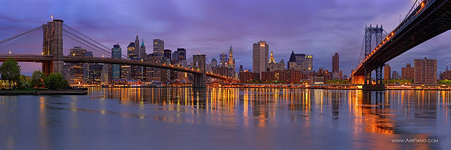 Brooklin bridge and Manhattan bridge. USA, New-York