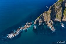 Sivuchya Rock and Cape Aniva from above