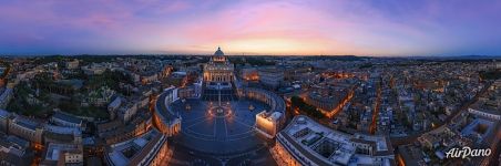 Vatican, St. Peter’s Basilica and Saint Peter’s Square at dusk