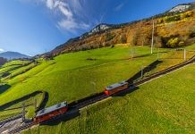 Pilatus railway. The steepest rack railway in the world