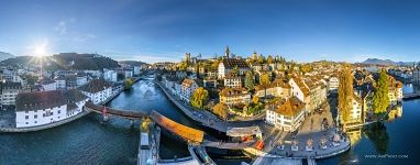 Lucerne panorama. Spreuer Bridge (Spreuerbrücke)