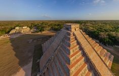Mexico, Temple of Kukulcan at sunset Mexico, Temple of Kukulcan at sunset
