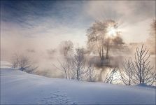 Foggy morning, Moscow region, Pehorka river Foggy morning, Moscow region, Pehorka river