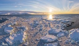 Near Gourdin Island at sunset, Antarctica