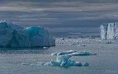 Icebergs with Austfonna Glacier on the background Icebergs with Austfonna Glacier on the background