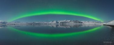 Aurora above the Jökulsárlón lagoon