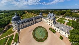 Over the main yard of Château de Valençay Over the main yard of Château de Valençay