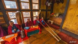 Puja in the Thangbi Lhakhang