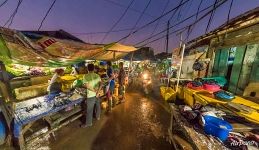 At the fish market in the evening At the fish market in the evening