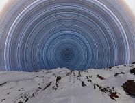 Starry sky over mount Elbrus
