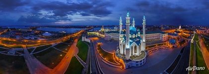 The Kul Sharif Mosque at night. Kazan, Russia. Islam The Kul Sharif Mosque at night. Kazan, Russia. Islam