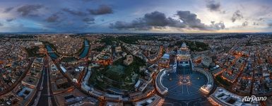 St. Peter’s Basilica and Saint Peter’s Square at dusk. Vatican. Catholicism St. Peter’s Basilica and Saint Peter’s Square at dusk. Vatican. Catholicism