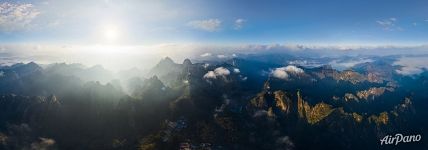 Huangshan mountains from above