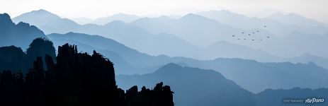 Huangshan mountains silhouettes