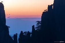 Huangshan mountains silhouettes